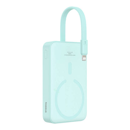 Draadloze Externe Batterij Baseus Magnetic Mini, 10000mAh, 20W, PD + FQI, 1 x Lightning - 1 x QI - 1 x USB-C, Groen P10022109333-00