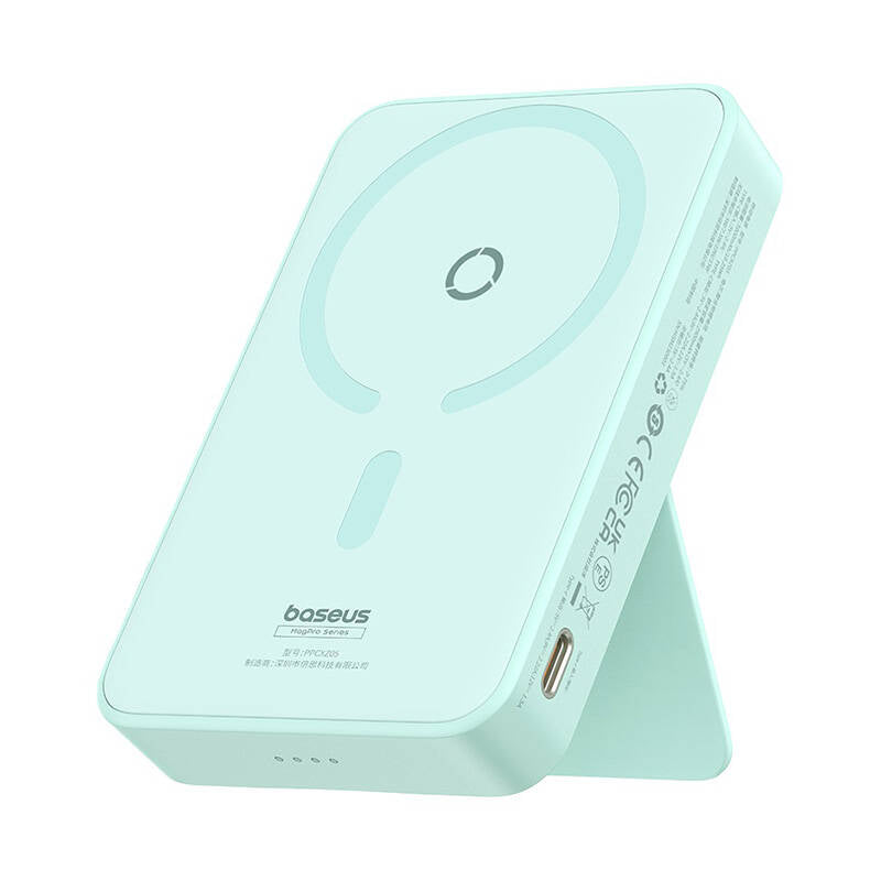 Externe Draadloze Batterij Baseus MagPro PPCXZ05, 5000mAh, 20W, PD + FQI, 1 x QI - 1 x USB-C, Groen P10064101333-00