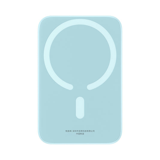 Externe Draadloze Batterij Baseus Mini Air, 6000mAh, 20W, PD + FQI, 1 x QI - 1 x USB-C, Blauw P10059002313-00