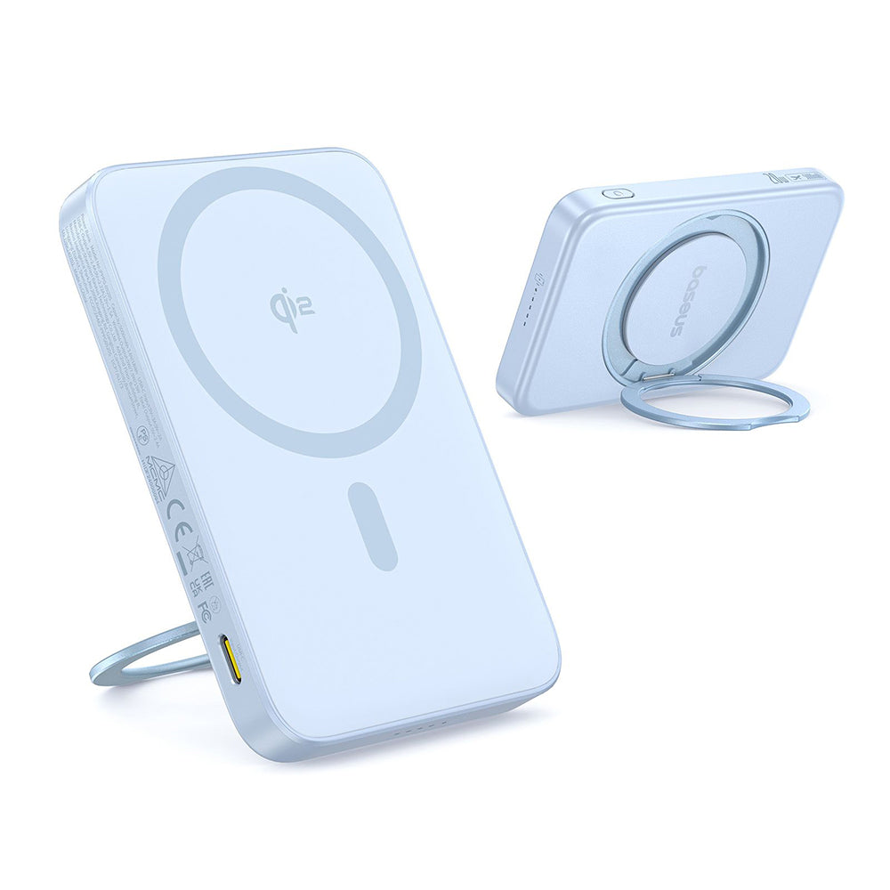 Externe Draadloze Batterij Baseus PicoGo, 5000mAh, 20W, PD + FQI, 1 x QI - 1 x USB-C, Blauw P10076800313-00