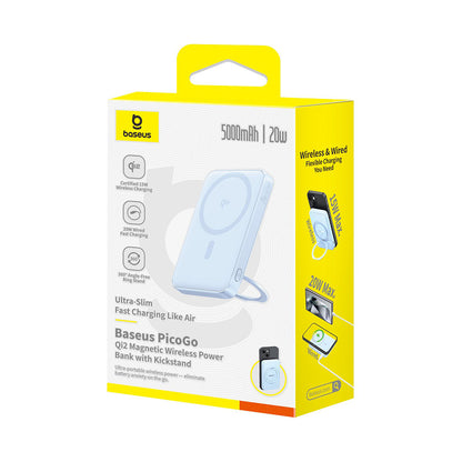 Externe Draadloze Batterij Baseus PicoGo, 5000mAh, 20W, PD + FQI, 1 x QI - 1 x USB-C, Blauw P10076800313-00