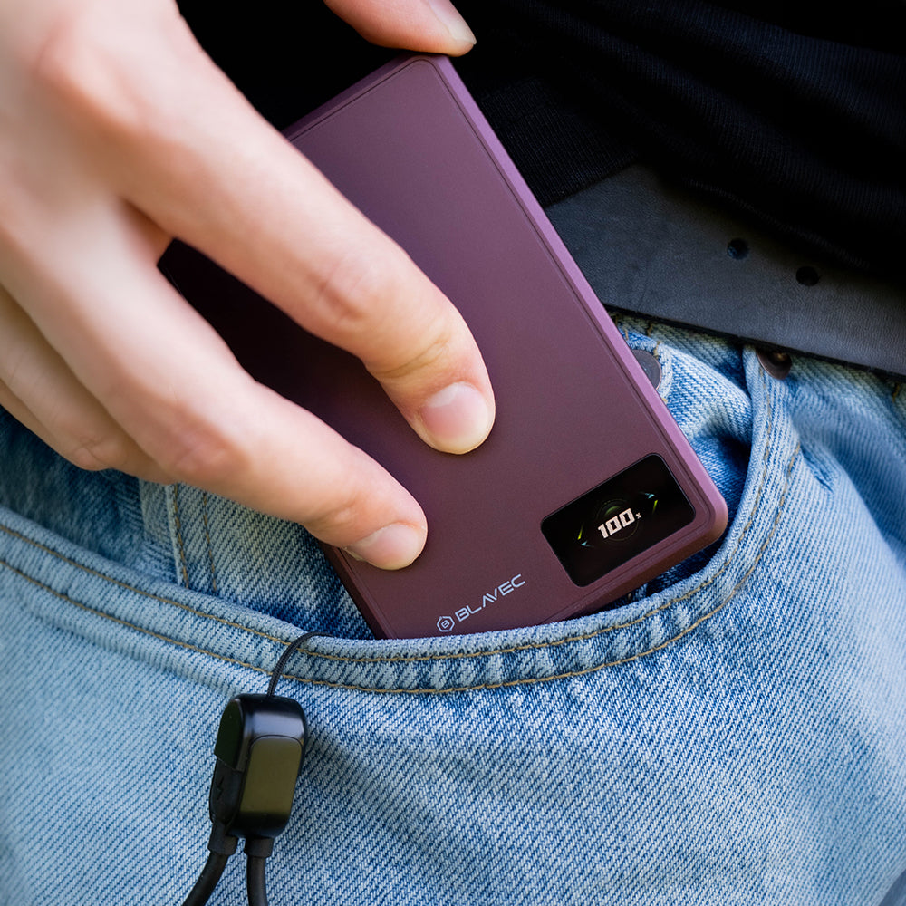 Draadloze powerbank Blavec BJ-03 Slim, 10000 mAh, 22,5 W, PD + FQI, 1 x QI - 1 x USB-C, paars