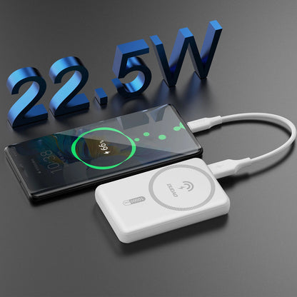 Draadloze Externe Batterij Dudao K14S, 5000mAh, 20W, QC + PD + FQI, 1 x QI - 1 x USB-A - 1 x USB-C, Wit