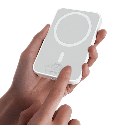 Dudao K26s Externe Draadloze Batterij, 5000mAh, 20W, PD + FQI, 1 x QI - 1 x USB-C, Wit