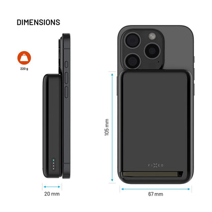 Draadloze Externe Batterij Fixed MagZen 10 Pro, 10000mAh, 30W, PD + FQI, 1 x QI - 1 x USB-C, Zwart