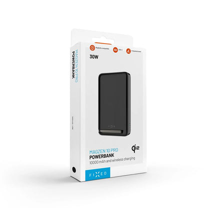 Draadloze Externe Batterij Fixed MagZen 10 Pro, 10000mAh, 30W, PD + FQI, 1 x QI - 1 x USB-C, Zwart