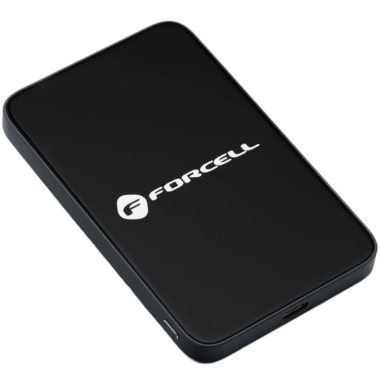 Draadloze Externe Batterij Forcell F5K8, 5000mAh, 15W, PD + FQI, 1 x QI - 1 x USB-C, Zwart