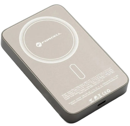 Draadloze Externe Batterij Forcell F5K8, 5000mAh, 15W, PD + FQI, 1 x QI - 1 x USB-C, Goud