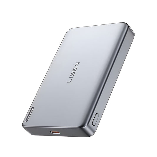 Draadloze Externe Batterij Lisen L601 Pro, 10000mAh, 27W, PD + FQI, 1 x QI - 1 x USB-C, Grijs YL0325100009