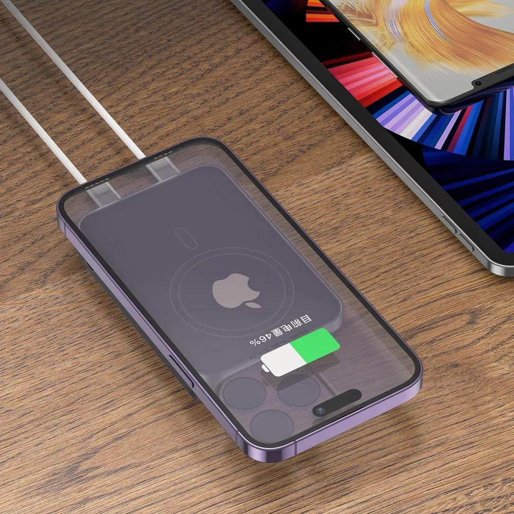 Draadloze Externe Batterij Proove Hoodman, 10000mAh, 20W, PD + FQI, 1 x QI - 1 x USB-C, Grijs PBH120010003