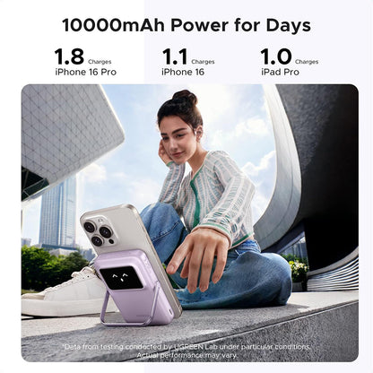 Draadloze Externe Batterij UGREEN PB764 Uno, 10000mAh, 20W, PD + FQI, 1 x QI - 1 x USB-C, Gri