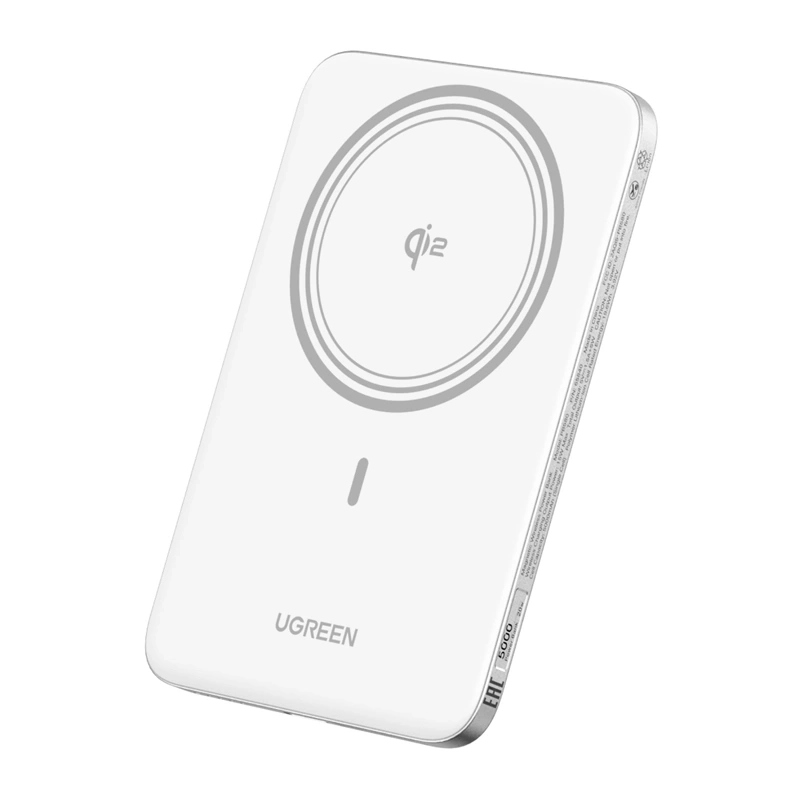 Draadloze Externe Batterij UGREEN PB580 (95931B), 5000mAh, 20W, PD + FQI, 1 x QI - 1 x USB-C, Wit