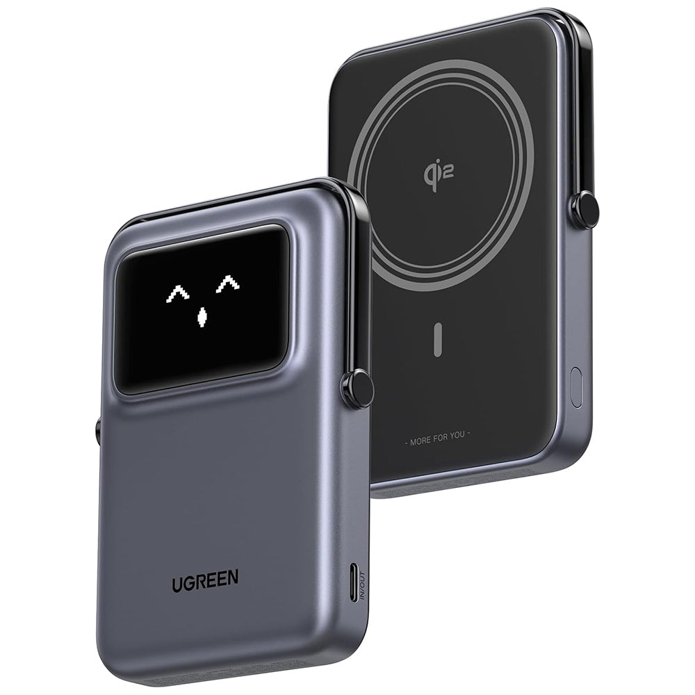Draadloze Externe Batterij UGREEN PB764 Uno, 10000mAh, 20W, PD + FQI, 1 x QI - 1 x USB-C, Gri