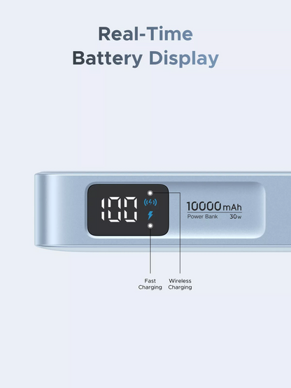 Draadloze Externe Batterij UGREEN MagFlow PB773 (65958), 10000mAh, 25W, PD + FQI, 1 x QI - 2 x USB-C, Blauw
