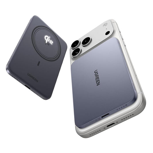 Draadloze Externe Batterij UGREEN PB580 (75984B), 5000mAh, 20W, PD + FQI, 1 x QI - 1 x USB-C, Grijs