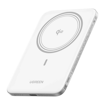 Draadloze Externe Batterij UGREEN PB580 (95931B), 5000mAh, 20W, PD + FQI, 1 x QI - 1 x USB-C, Wit