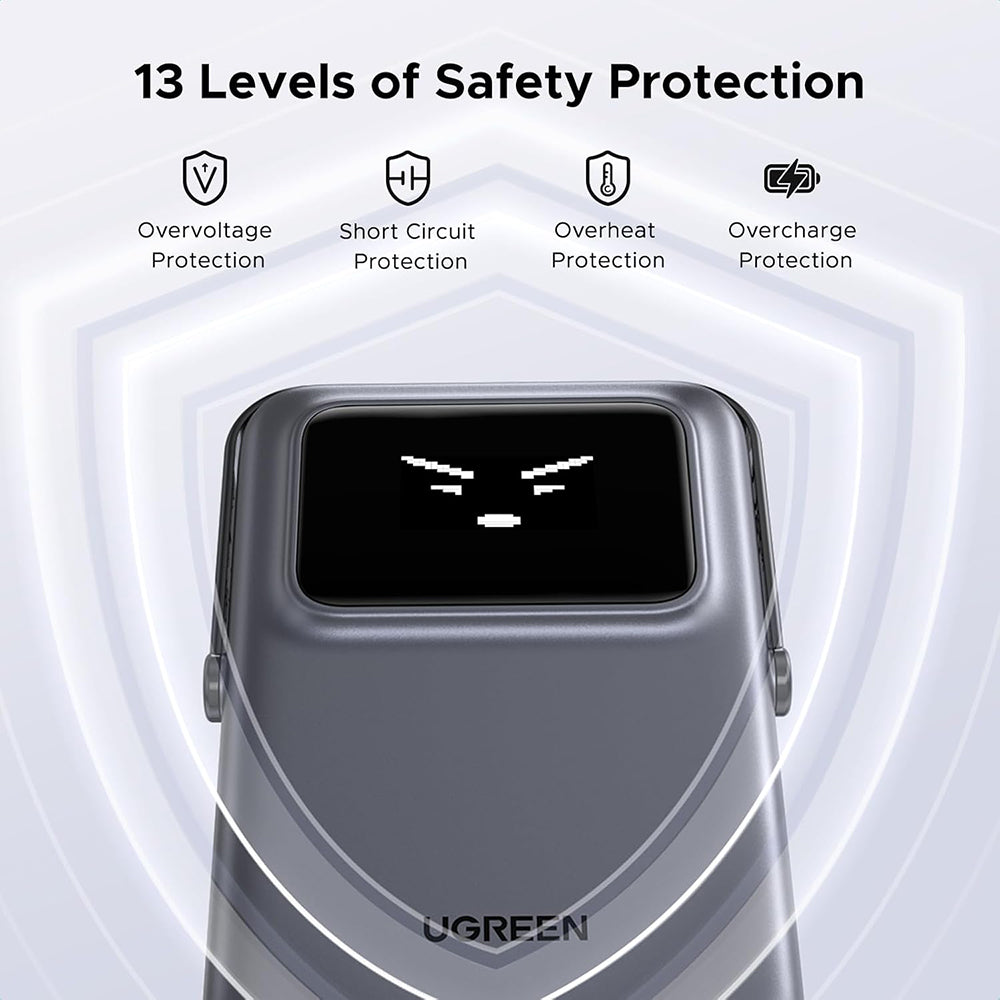 Draadloze Externe Batterij UGREEN PB764 Uno, 10000mAh, 20W, PD + FQI, 1 x QI - 1 x USB-C, Gri