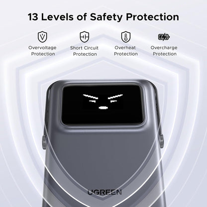 Draadloze Externe Batterij UGREEN PB764 Uno, 10000mAh, 20W, PD + FQI, 1 x QI - 1 x USB-C, Gri