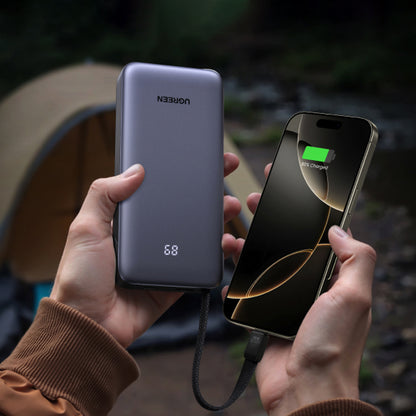 Externe Batterij UGREEN PB536 (55988B), 20000mAh, 45W, QC + PD, 1 x USB-A - 2 x USB-C, Gri