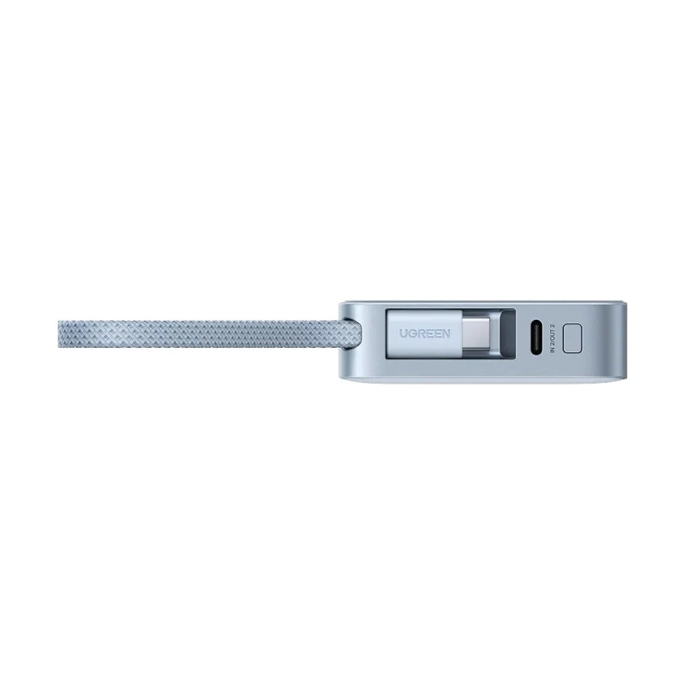 Draadloze Externe Batterij UGREEN MagFlow PB773 (65958B), 10000mAh, 25W, PD + FQI, 1 x QI - 2 x USB-C, Blauw