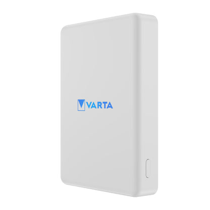 Externe Draadloze Batterij Varta Mag Pro, 5000mAh, 12W, 1 x QI - 1 x USB-C, Wit