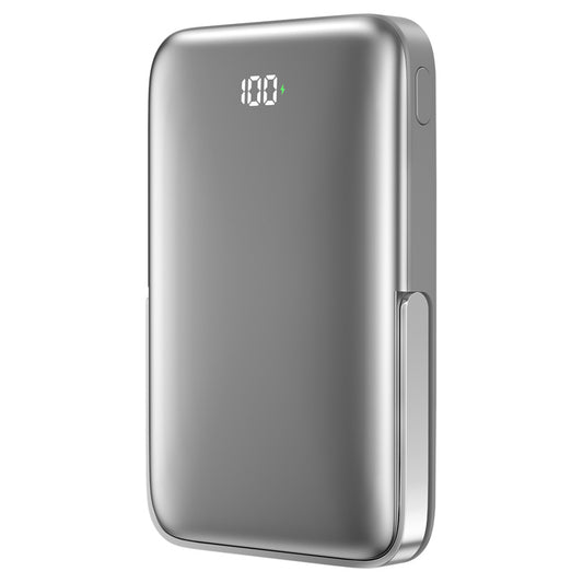 Draadloze Externe Batterij WiWu Wi-P018, 10000mAh, 20W, PD + FQI, 1 x QI - 1 x USB-C, Gri