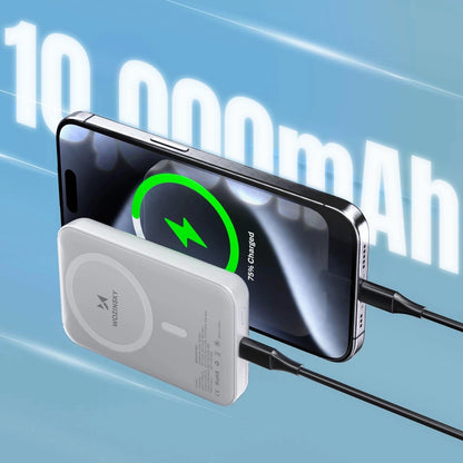 Draadloze Externe Batterij WZK WRW349YWS, 10000mAh, 20W, PD + FQI, 1 x QI - 1 x USB-C, Wit