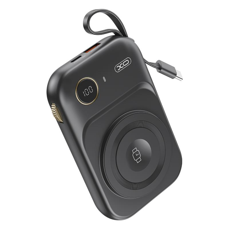 Draadloze Externe Batterij XO Design PR270, 10000mAh, 22.5W, QC + PD + QI, 1 x QI - 1 x USB-A - 1 x USB-C, Zwart