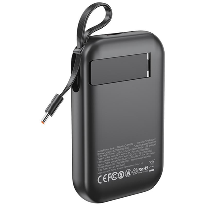 Draadloze Externe Batterij XO Design PR270, 10000mAh, 22.5W, QC + PD + QI, 1 x QI - 1 x USB-A - 1 x USB-C, Zwart