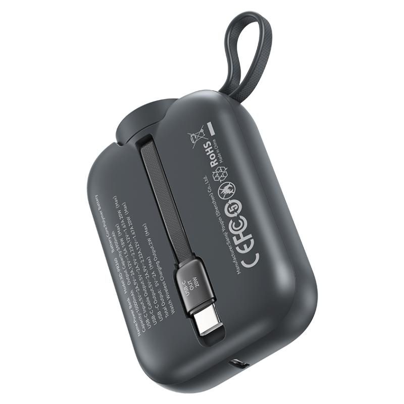Draadloze Externe Batterij XO Design PR260, 10000mAh, 20W, PD + QI, 1 x QI - 2 x USB-C, Zwart