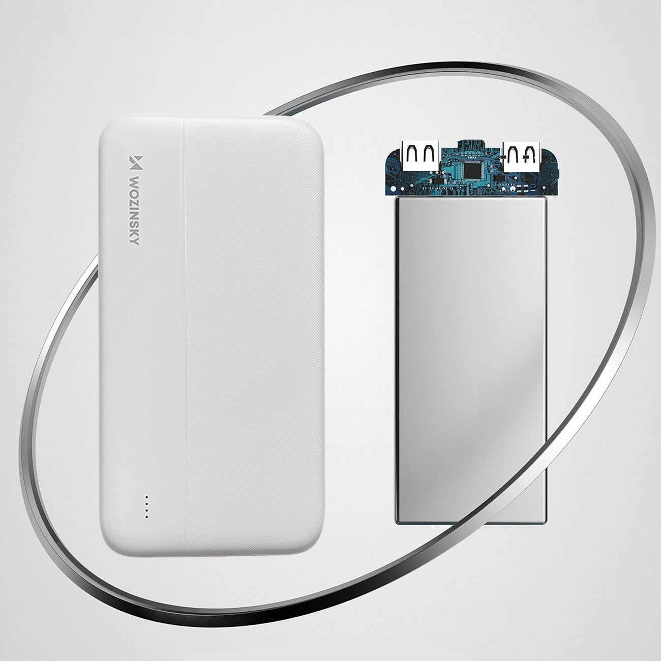 Externe Batterij WZK WPBWE1, 10000mAh, 10W, 2 x USB-A, Wit