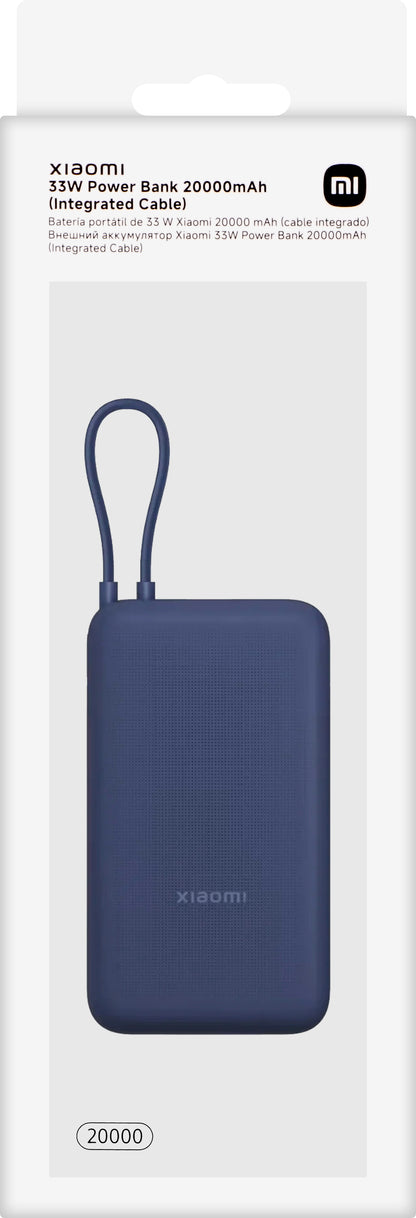 Externe Batterij Xiaomi, 20000mAh, 33W, QC + PD, 1 x USB-A - 2 x USB-C, Blauw BHR8975GL