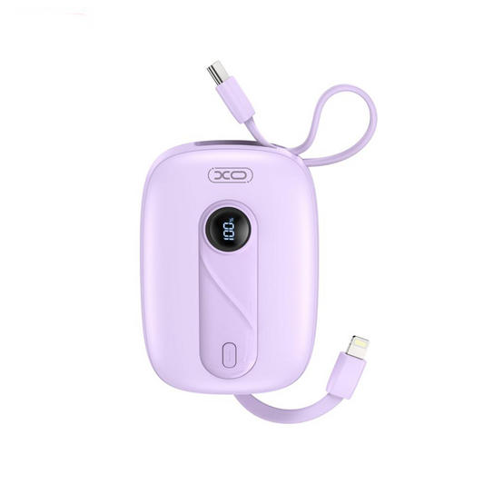 Externe Batterij XO Design PR246, 10000mAh, 22.5W, PD, 1 x Lightning - 2 x USB-C, Paars