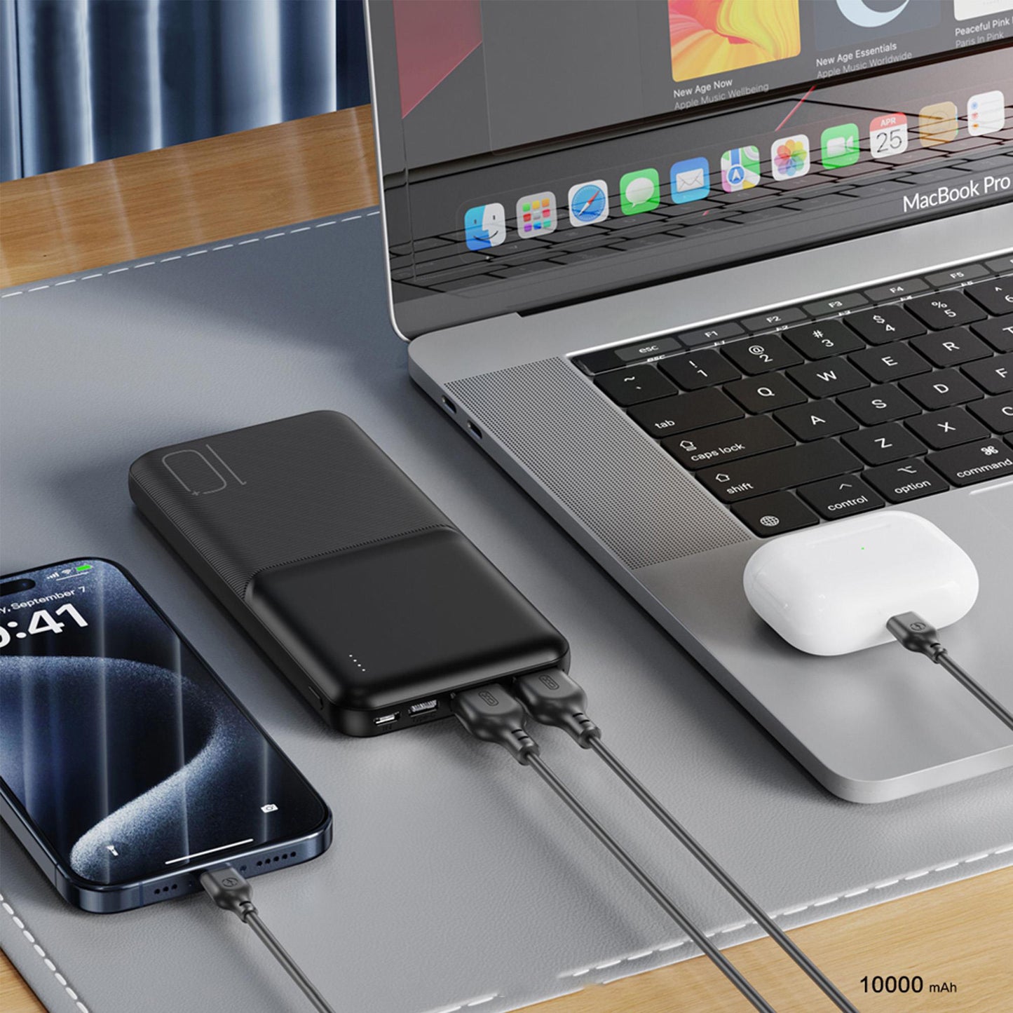 Externe Batterij XO Design PR251, 10000mAh, 10W, 2 x USB-A, Zwart