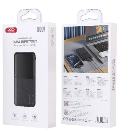 Externe Batterij XO Design PR251, 10000mAh, 10W, 2 x USB-A, Zwart