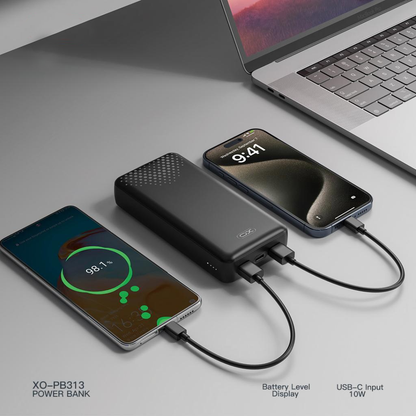 Externe Batterij XO Design PB313, 20000mAh, 10W, 2 x USB-A, Zwart