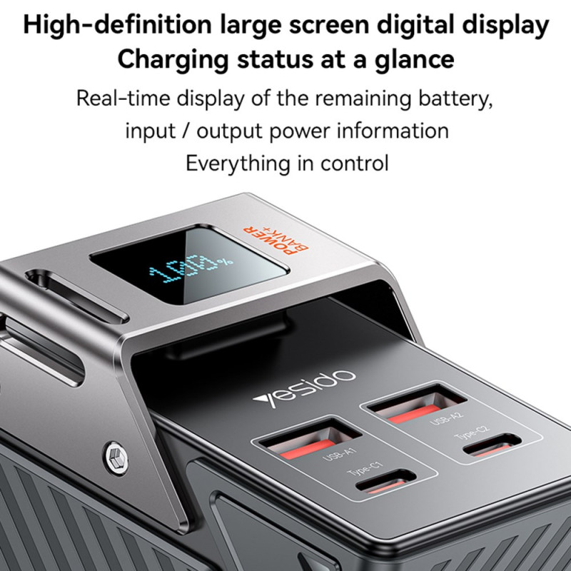 Externe Batterij Yesido YP62, 30000mAh, 22.5W, QC + PD, 2 x USB-A - 2 x USB-C, Zwart