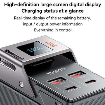 Externe Batterij Yesido YP62, 30000mAh, 22.5W, QC + PD, 2 x USB-A - 2 x USB-C, Zwart