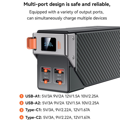 Externe Batterij Yesido YP62, 30000mAh, 22.5W, QC + PD, 2 x USB-A - 2 x USB-C, Zwart