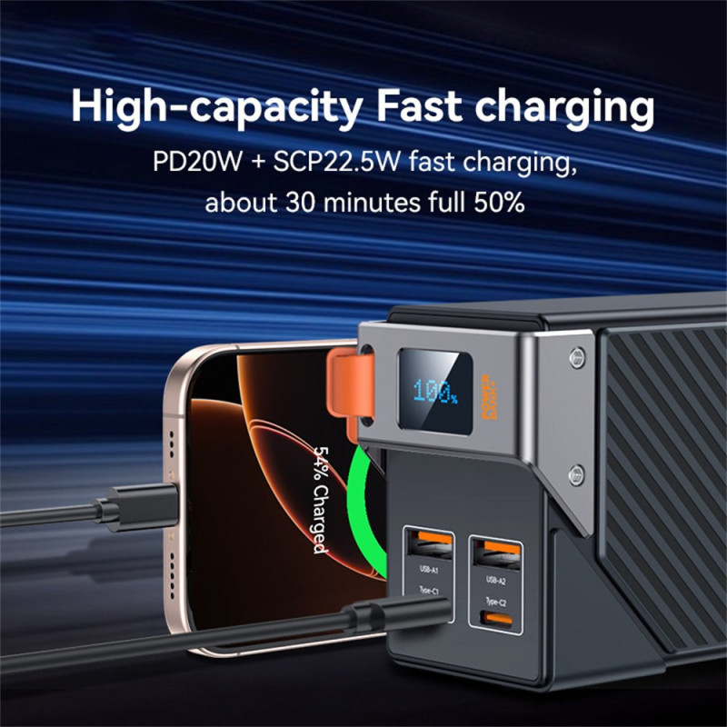 Externe Batterij Yesido YP62, 30000mAh, 22.5W, QC + PD, 2 x USB-A - 2 x USB-C, Zwart