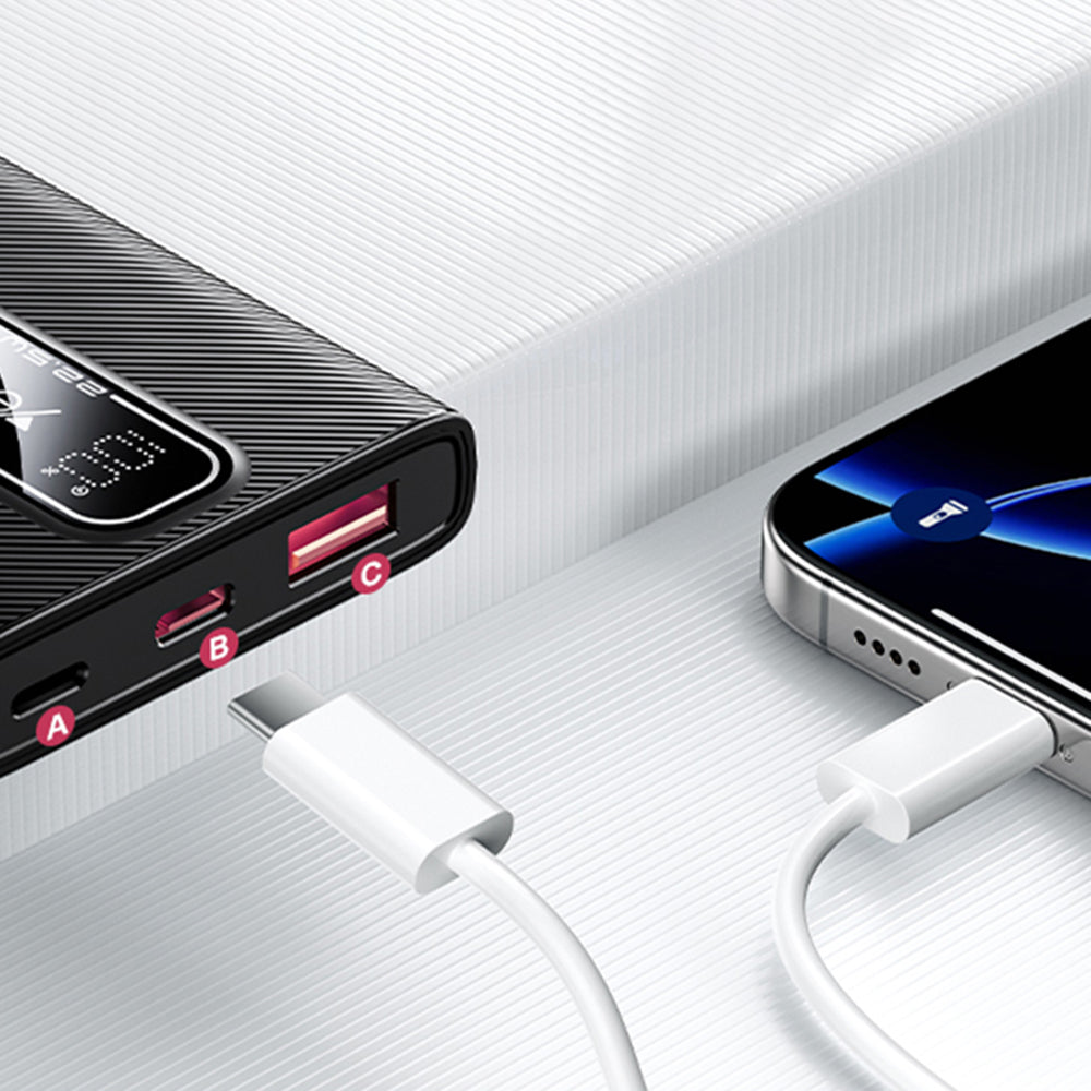 Externe Batterij Yesido YP92, 5000mAh, 22.5W, QC + PD, 1 x USB-A - 1 x USB-C, Zwart