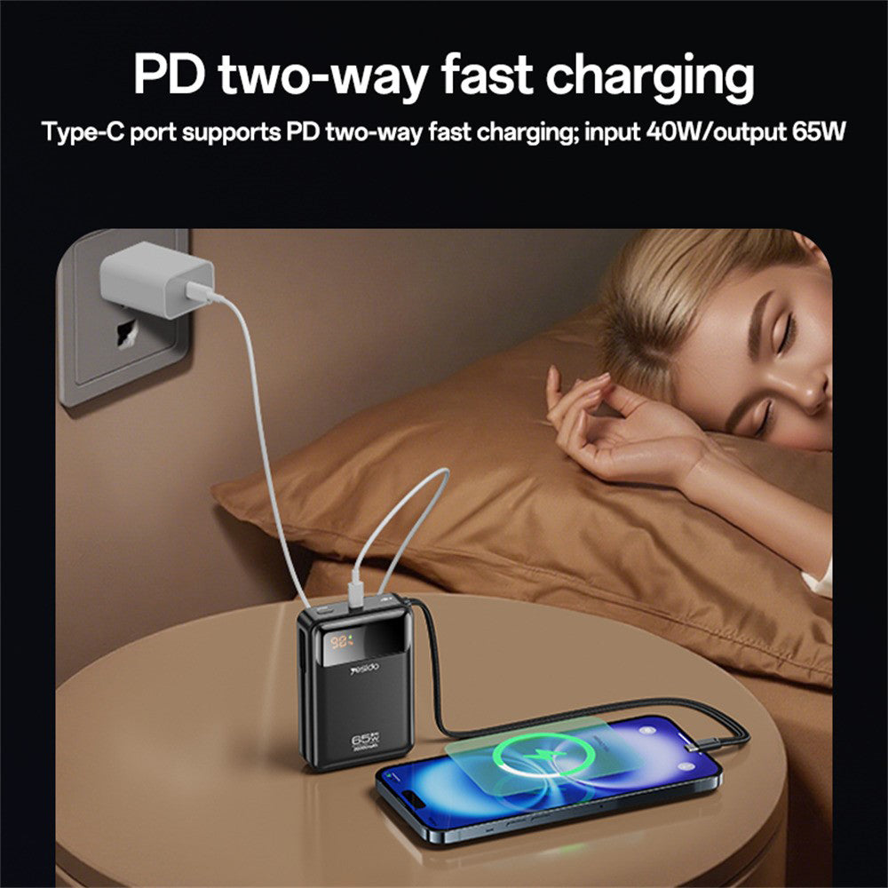 Externe batterij Yesido YP97, 20000mAh, 65W, PD, 2 x USB-C, Grijs