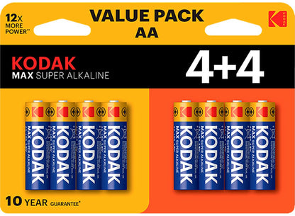 Kodak Max Alkaline batterij, AA / LR6, set van 8 stuks EKSTD30419902P8