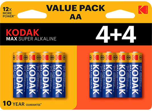 Kodak Max Alkaline batterij, AA / LR6, set van 8 stuks EKSTD30419902P8