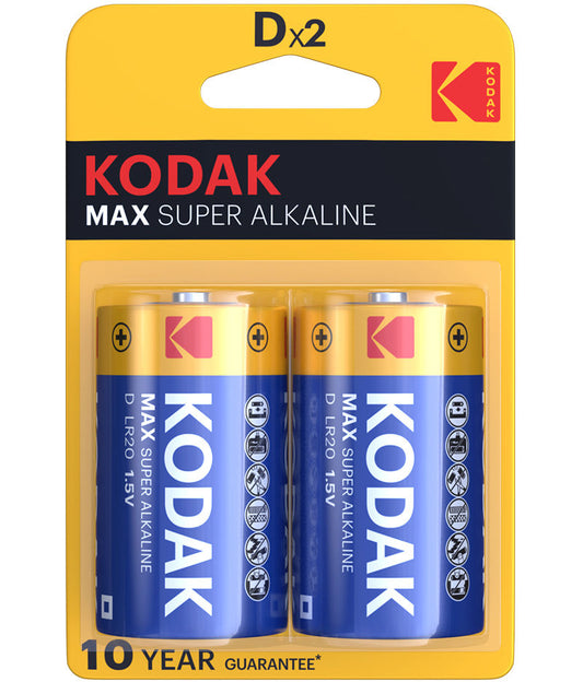 Kodak Max Alkaline batterij, LR20, set van 2 stuks