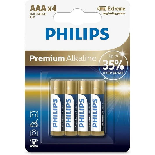 Philips Premium batterij, AAA / LR3, Set van 4 stuks Phil-LR03M4B/10