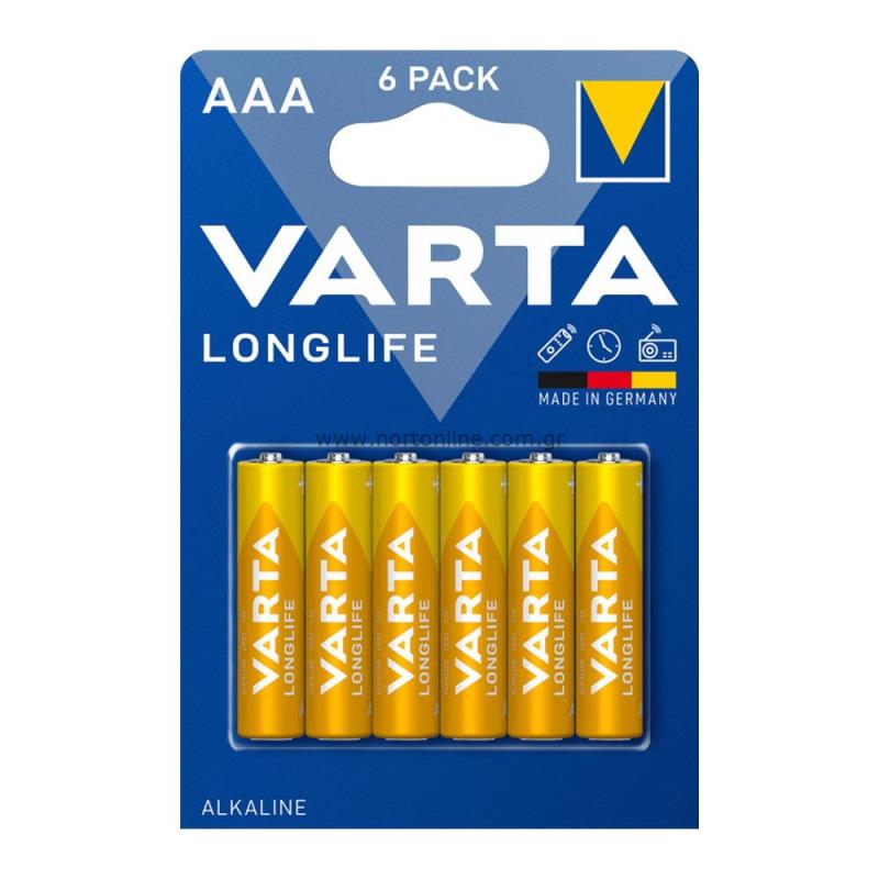 Varta Longlife 4103 batterijen, AAA / LR3, Set 6 stuks