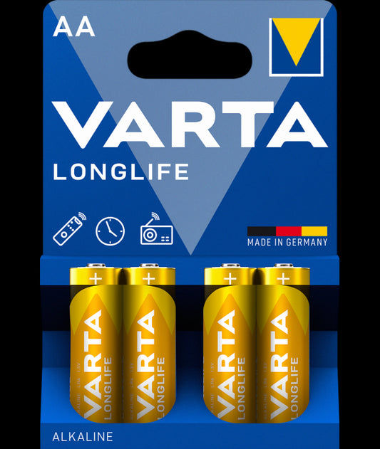 Varta Longlife 4106 batterijen, AA / LR6, Set 4 stuks