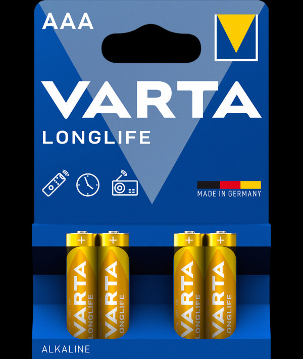 Varta Longlife 4903 batterijen, AAA / LR3, Set 4 stuks