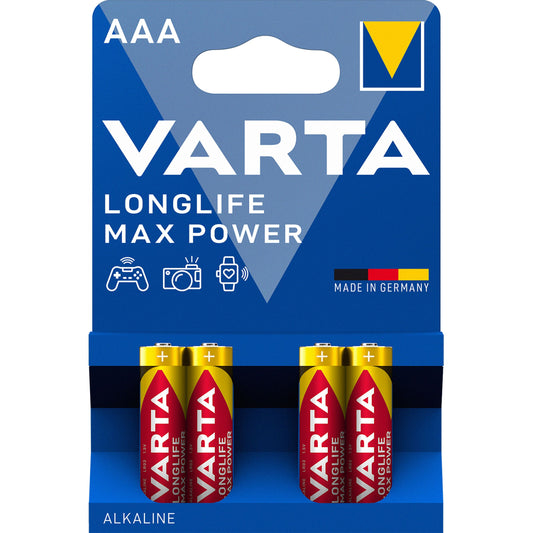 Varta Longlife Max Power 4703 batterijen, AAA / LR3, Set 4 stuks 04703101404